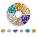 Set of 6-grid mixed metallic crushed stones for nail art and DIY craft decorations - Color 02 / Small