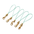 Close-up of five light green mobile phone lanyards with gold lobster clasps for DIY jewelry - Mint Green