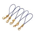 Close-up of five dark blue DIY phone lanyards with gold-plated lobster clasps and tubes - Sapphire Blue