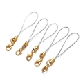 Close-up of five gold-plated lobster clasps with silver woven lanyards for DIY accessories - 50 Pieces Pack / Silver Thread
