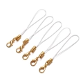 Detailed view of five white phone lanyards with premium gold-plated lobster clasps - 50 Pieces Pack / White
