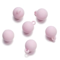 Gros plan de perles boules roses floquées en velours avec boucles pour bijoux DIY - Lot de 5 (15.5x20mm) / Rose