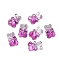 Dettaglio di perline a forma di orsetto bicolore viola per creazione di gioielli - 5 Pezzi Per Confezione / Viola Bianco