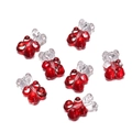 Dettaglio di perline a forma di orsetto in acrilico bicolore rosso e bianco per fai-da-te - 5 Pezzi Per Confezione / Rosso e Bianco