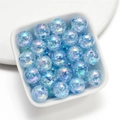 Macro view of 16mm blue crackle acrylic beads with colorful AB coating in a white bowl - 16mm (10pcs/pack) / Blue