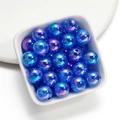 16mm iridescent blue acrylic beads with crackle effect for DIY jewelry making - 16mm (10pcs/pack) / Dark Blue