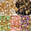 Assorted DIY jewelry bead sets with crystal glass and gold metal pendants in five colors - 50g 1 Pack / Random Mixed Colors (Gold Accessories)