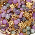 DIY jewelry kit with purple crackle glass beads and golden bohemian metal charms - Purple (Gold Accessories)