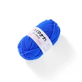 Detailed close-up of 4-ply royal blue milk cotton yarn roll with white LILIARGE label - Dark Blue