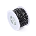 Detailed view of black and white braided nylon cord on industrial white plastic spool - 25 Meters/Roll / Black & White (A01)