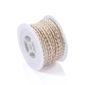 Detailed view of beige and brown braided cotton cord on white spool for DIY jewelry - 25 Meters/Roll / Beige & Brown (A05)