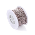 Close-up of three-color braided cotton cord on a white spool for DIY jewelry making - 25 Meters/Roll / Gray Pink White (A07)