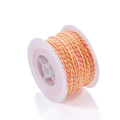 Close-up of pink and yellow braided cotton cord on a white spool for DIY jewelry - 25 Meters/Roll / Pink Yellow White (A011)