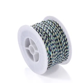 Macro detail of multi-color twisted Tibetan cotton cord wound on a white spool - 25 Meters/Roll / Purple Green Blue White (A012)