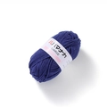 Close-up of dark navy blue 4-ply cotton yarn with Hamanaka Liliarge paper label texture - Navy Blue