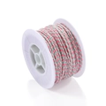 Macro shot of pink, blue, and white braided cotton cord on a white spool for DIY jewelry - 25 Meters/Roll / Pink Blue White (A015)