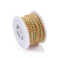 Macro detail of rainbow woven cord on white spool for DIY jewelry handmade crafts - 25 Meters/Roll / Rainbow (A017)