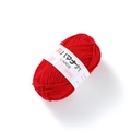 Top view of red 4-ply cotton yarn roll with Hamanaka label for crochet knitting - Red