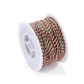 Detailed close-up of a five-color braided nylon cord roll for DIY jewelry making - 25 Meters/Roll / Pink Green Blue Brown Yellow (A020)