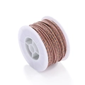 Detail of multi-color woven Tibetan cotton cord on a white spool for DIY jewelry making - 25 Meters/Roll / Red Brown Beige Gray (A021)