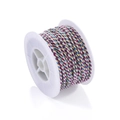 Macro detail of multi-color woven cotton cord on white spool for DIY jewelry making - 25 Meters/Roll / Pink Yellow Cyan White (B01)