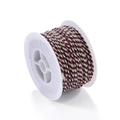 Close-up of four-color braided Tibetan cotton cord wrapped on a spool for DIY jewelry - 25 Meters/Roll / Purple Pink Green Brown (B03)