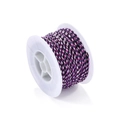 Detailed view of two-tone braided cotton cord wound on a white plastic spool - 25 Meters/Roll / Purple Black Pink White (B04)