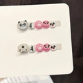 Unghie finte per bambini con panda e bambù e impronte di zampe rosa carine per bambine - XS / Panda Cartone Animato (C134)