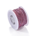 Macro detail of multi-color braided cotton cord roll for DIY jewelry making and crafts - 25 Meters/Roll / Rose Cyan Orange Brown (B12)