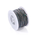 Close-up of multicolor braided cotton cord on a white spool for DIY jewelry making - 25 Meters/Roll / Cyan Purple Orange (B14)