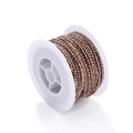 Detail view of tri-color woven cotton cord on a white spool for DIY jewelry making - 25 Meters/Roll / Brown White Beige (B017-1)