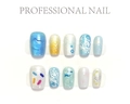 Faux ongles à presser thème océan bleu et blanc avec motifs 3D étoiles et vagues - XS / Style Étoile Bulle Bleu Océan (F551)