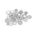Macro-opname van diverse antieke zilveren tandwielen voor steampunk DIY-creaties - Antiek Zilver