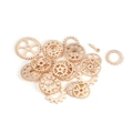 Macro-detail van diverse vintage gouden tandwielen en wijzers voor DIY steampunk-ambachten - KC Goud