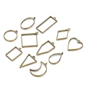 Set of vintage bronze alloy open bezel pendants in geometric shapes for DIY jewelry making - Variety Collection / Antique Bronze