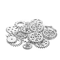 Detailed view of silver steampunk metal gears and clock hands for DIY resin jewelry making - 50g (Approx. 28-65 Pieces/Pack) / Silver