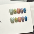 Faux ongles 3D en relief avec motif poisson rouge et perles en lot de 10 pièces colorées - Style Relief Bulle Perle Poisson Rouge Aurore (F573)