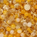 DIY amber crystal glass beads and gold charms kit with lucky pendants for jewelry making - Orange (Gold Accessories)