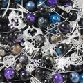Blue and purple crackle glass beads with silver metal animal charms for DIY jewelry making - Black (Silver Accessories)