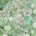 DIY jewelry kit with silver dragonfly charms and light green crystal glass beads - Green (Silver Accessories)