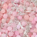 Pink crystal glass beads DIY set with silver butterfly and dragonfly metal pendants - Pink (Silver Accessories)
