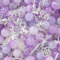 DIY purple crystal glass beads and silver metal charms jewelry making set - Purple (Silver Accessories)