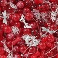 DIY jewelry kit with red crackle glass beads and silver butterfly metal charms - Red (Silver Accessories)
