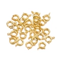 Detailed view of polished gold round spring ring clasps for DIY jewelry making - 6mm (30 Pieces/Pack) / Gold
