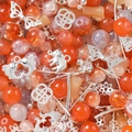 DIY bead set with orange crackle glass beads and silver alloy animal pendants - Orange-Red (Silver Accessories)