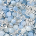 Light blue crackle glass beads and silver alloy charms set for DIY jewelry making - Sky Blue (Silver Accessories)
