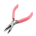 Close-up of pink ergonomic handle round nose pliers for jewelry making and DIY crafts - Short Round Nose Pliers / Pink