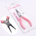 Detailed view of pink non-slip needle nose pliers for DIY jewelry making in retail packaging - Round Nose Pliers / Pink