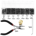 Black DIY jewelry findings set with pliers tweezers and varied jump ring sizes - Gun Black
