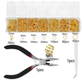 DIY jewelry making tool kit with golden jump rings lobster clasps and pliers set - Gold
